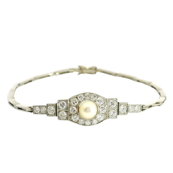 Art Deco Armband Perle Diamanten