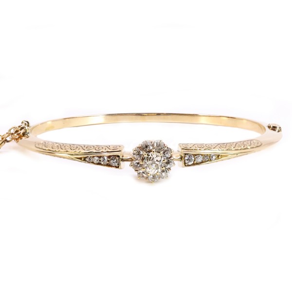 Viktorianischer Armreif 15 Karat Gold Diamanten