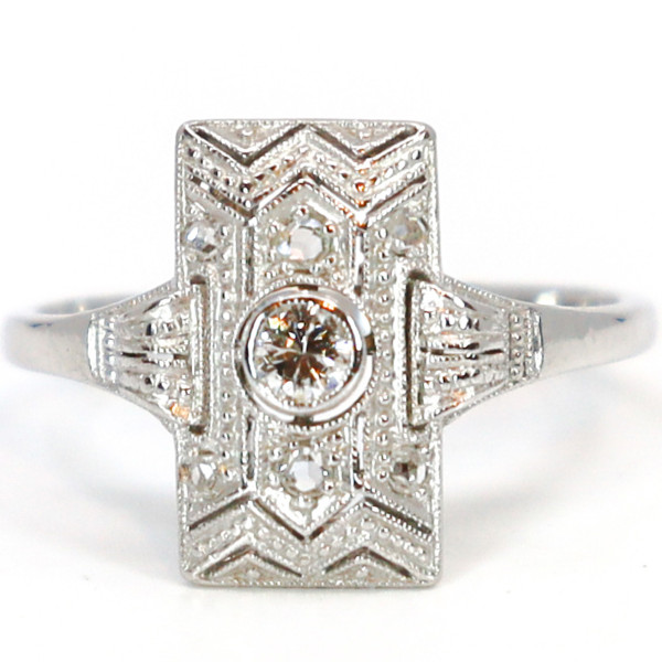 Art Deco Weißgold Ring