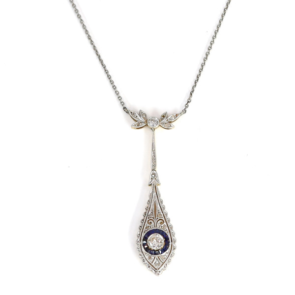 Art Deco Collier Diamanten Saphire