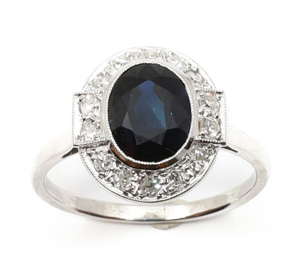 Art Deco Ring Saphir Diamanten