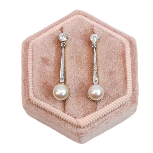 Art Deco Perlen Ohrringe Diamanten