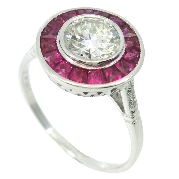 Platin Ring Rubine Diamanten