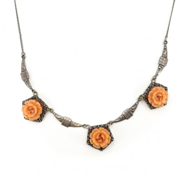 Art Deco Collier Rosen Koralle