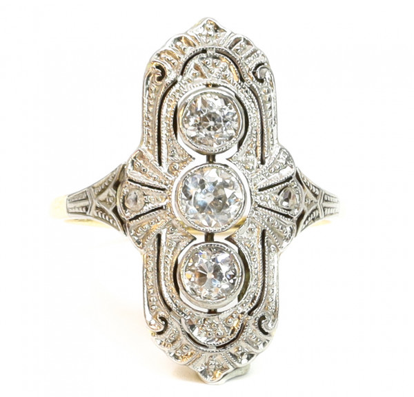 Art Deco Ring Diamantentrio