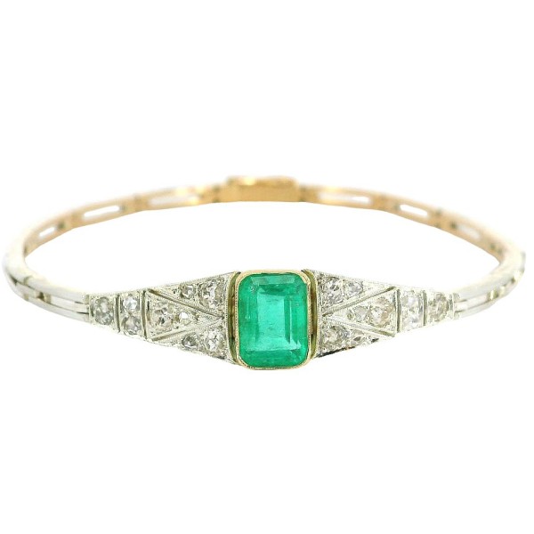 Art Deco Smaragd DIamant Armband 