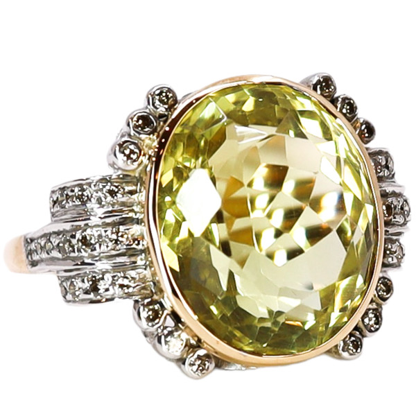 Lemon Citrin Art Deco Ring