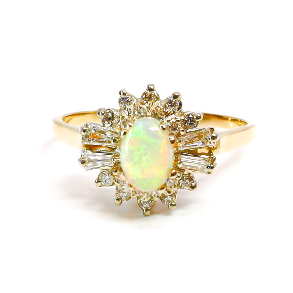 Vintage Opal Ring Baguette Diamanten