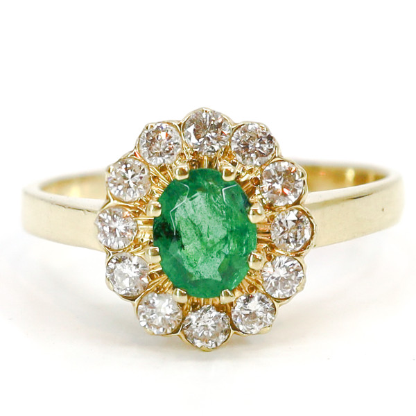 Smaragd Blüten Ring Diamanten