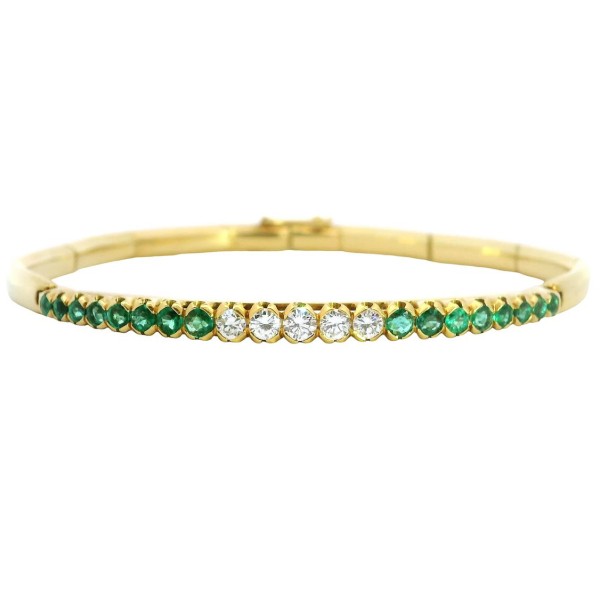 Vintage Armband Smaragde Diamanten 18 Karat Gekbgold