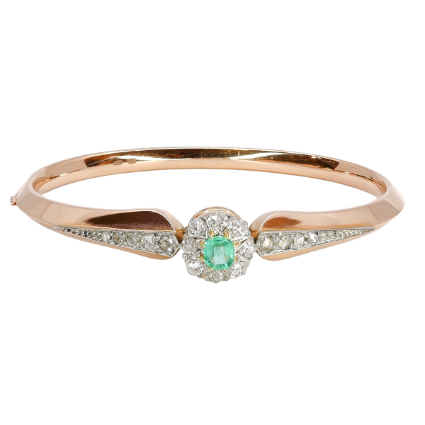 Antiker Smaragd Armreif Gold Diamanten