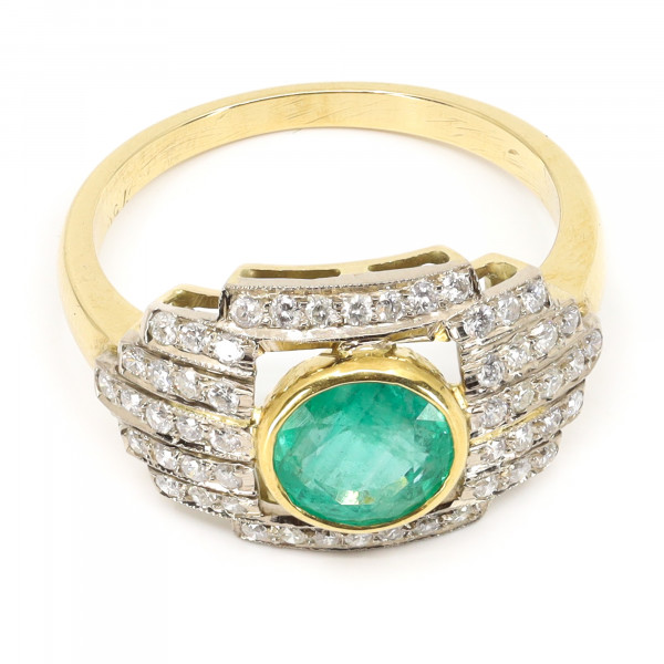 Art Deco Smaragd Ring Diamanten