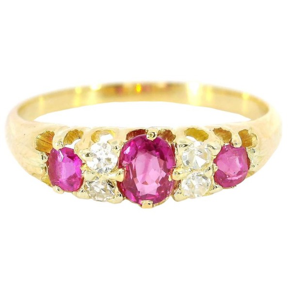 Antiker Ring 18 Karat Rubine Diamanten