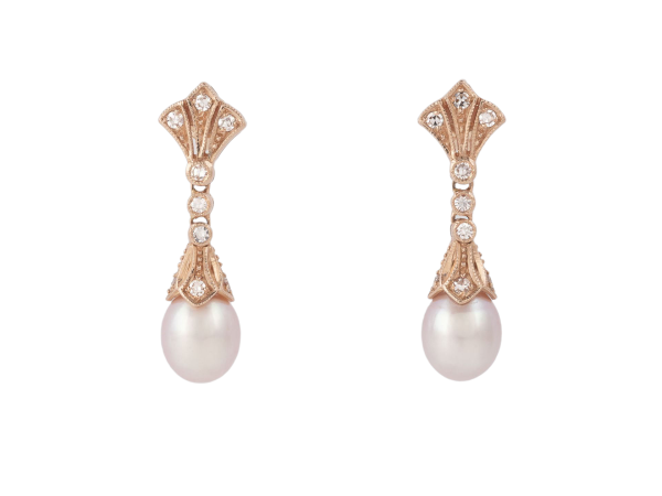 Roségold Ohrringe Perle Diamanten