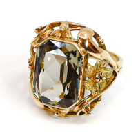 Art Deco Statement Ring Gelbgold Rauchquarz Art Deco Statement Ring Gelbgold Rauchquarz