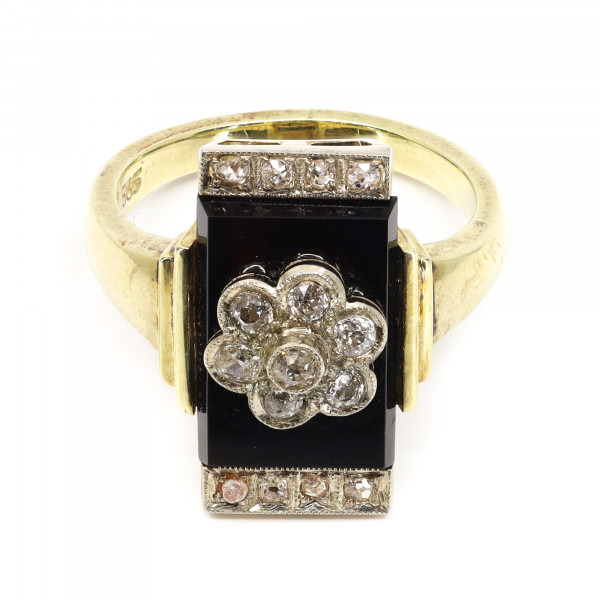 Art Deco Onyx Ring Diamanten